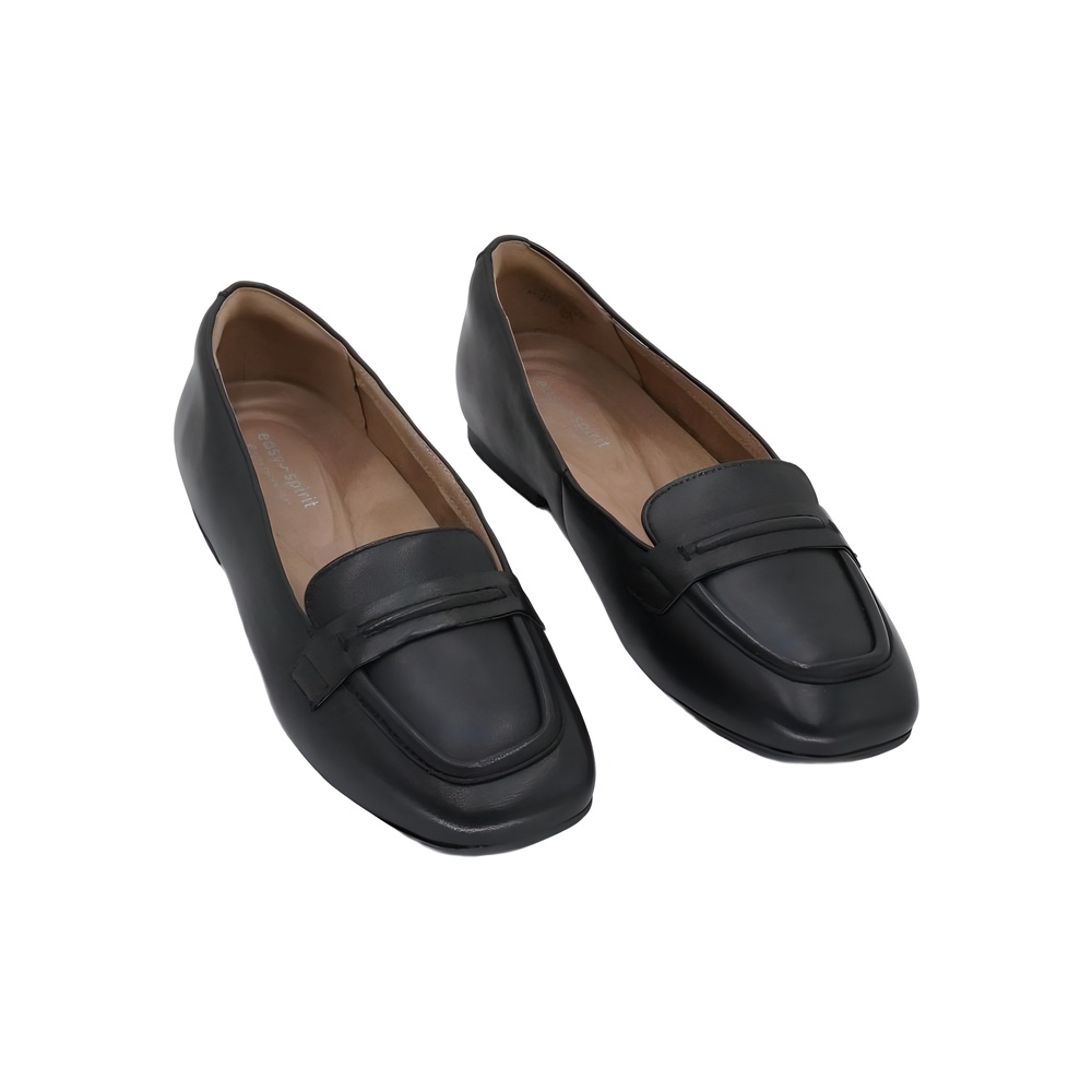 Easy Spirit Womens Nadira Apron Toe Loafer Black Leather Size 7M
